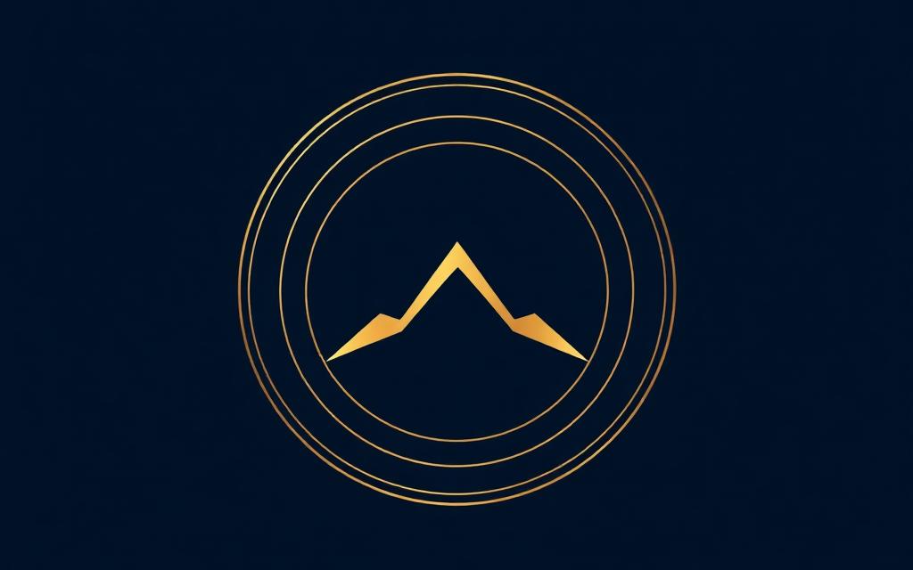 Aldemere gold peak emblem within concentric rings on a navy field